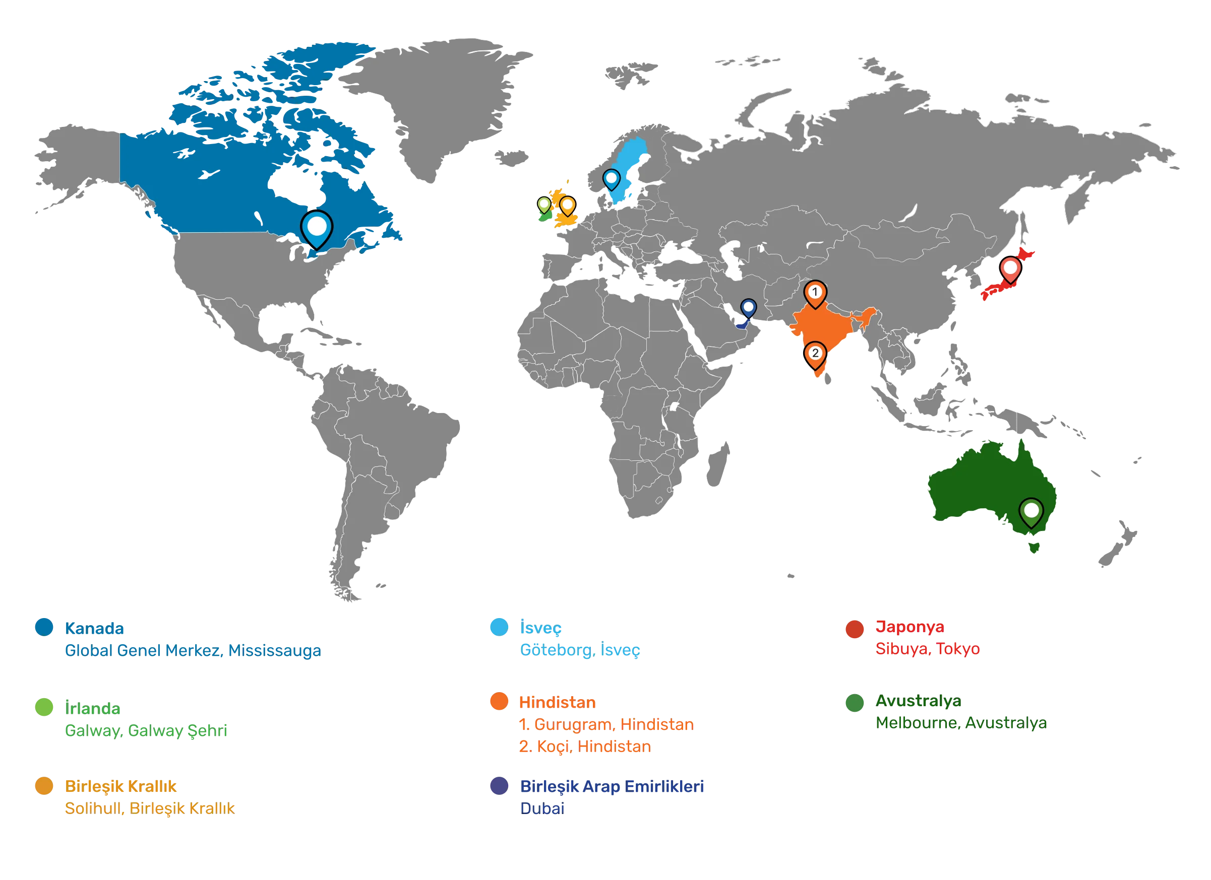 Map of SOTI Office Locations Around The World